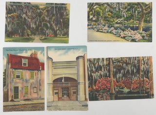 Item #64040 FIVE UNUSED VINTAGE CHRONOLITHOGRAPHIC POSTCARDS featuring scenes from Charleston,...