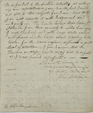 THE "FATHER OF THE AMERICAN NAVY" ADVISES JOHN TEMPLEMAN TO BEGIN PURCHASING TIMBERLANDS NEAR THE FEDERAL CITY FOR USE IN BUILDING UNITED STATES NAVY SHIPS, IN A MANUSCRIPT LETTER SIGNED, AND DATED GEORGE TOWN [DC], NOV. 9, 1798.
