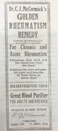 Item #64749 DR. C.J. McCORMICK'S GOLDEN RHEUMATISM REMEDY... FOR CHRONIC AND ACUTE RHEUMATISM
