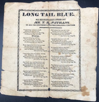 Item #64780 LONG TAIL BLUE. As Originally Sung by Mr. T.B. Nathans. In All the Southern and...