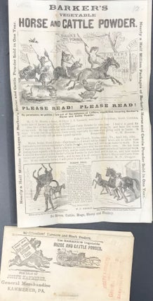 Item #64867 BARKER'S VEGETABLE HORSE AND CATTLE POWDER. PLEASE READ! PLEASE READ! [cover title