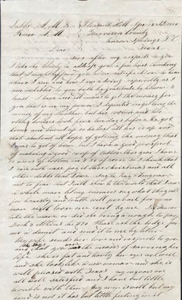 Item #64994 REPORTING ON HIS CROPS, HIS HEALTH, AND HIS NEGROES, IN A 2pp. AUTOGRAPH LETTER,...