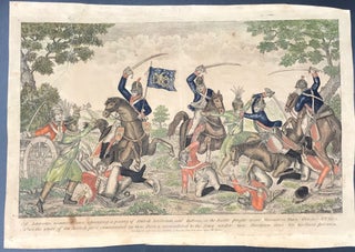 Item #65192 COL. JOHNSONS MOUNTED MEN CHARGING A PARTY OF BRITISH ARTILLERISTS AND INDIANS, at...