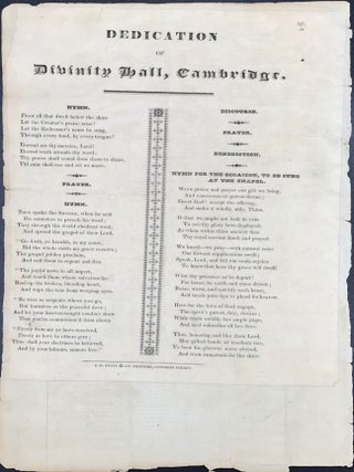 Item #65230 DEDICATION OF DIVINITY HALL, CAMBRIDGE. [caption title