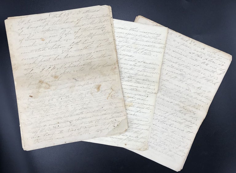 Item #65261 SEEKING PATENT OFFICE APPROVAL FOR ELEAZER CARVER'S IMPROVEMENTS ON THE COTTON GIN, IN A SERIES OF LETTERS AND DOCUMENTS, PLUS SAMUEL LEONARD'S LIVELY TRAVEL JOURNAL THROUGH THE SOUTHERN STATES TO PROMOTE THOSE INNOVATIONS, 1838. Samuel Leonard, Eleazer Carver.