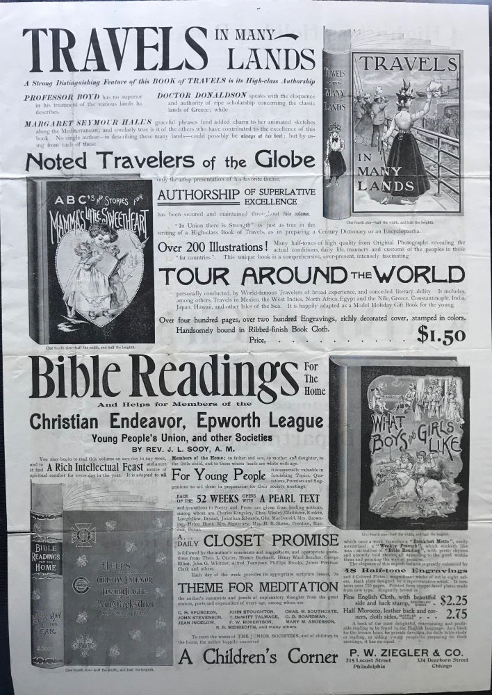 Item #65321 TRAVELS IN MANY LANDS / ABC'S AND STORIES FOR MAMMA'S LITTLE SWEETHEART / WHAT BOYS AND GIRLS LIKE / BIBLE READINGS FOR THE HOME....