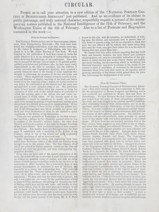 Item #65544 CIRCULAR. PERMIT US TO CALL YOUR ATTENTION TO A NEW EDITION OF THE "NATIONAL PORTRAIT...