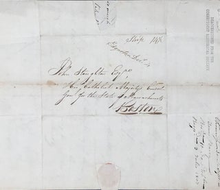 DISCUSSING THE NAPOLEONIC WARS, THE BRIEF RUMOR OF PEACE IN JULY, AND THE ACTIONS OF MIRANDA IN SOUTH AMERICA. BARRY ALSO MENTIONS HIS LATEST VINTAGE OF WINE PRODUCED ON THE ISLAND OF TENERIFE, IN AN AUTOGRAPH LETTER SIGNED FROM JAMES BARRY TO JOHN STOUGHTON, DATED 30 SEPT. 1806.