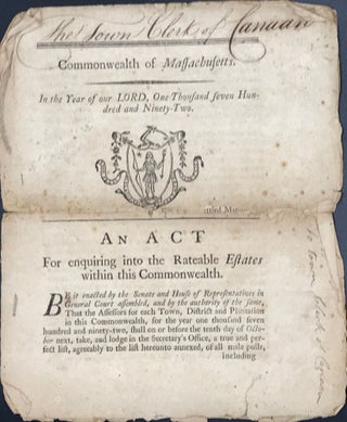 Item #65715 COMMONWEALTH OF MASSACHUSETTS. In The Year of Our Lord One Thousand Seven Hundred and...