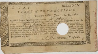 Item #65828 AUTHORIZING PAYMENT FOR SERVICE IN THE CONNECTICUT LINE OF THE CONTINENTAL ARMY, in a...