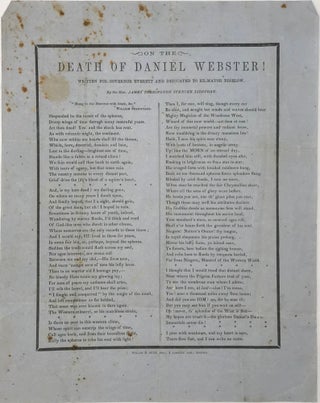 Item #65840 ON THE / DEATH OF DANIEL WEBSTER! / Written for Governor Everett and Dedicated to...