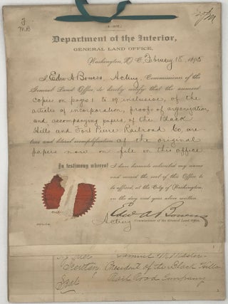 Item #66125 ARTICLES OF INCORPORATION, PROOFS OF ORGANIZATION, AND ACCOMPANYING PAPERS FOR THE...