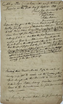 Item #66159 RESOLUTIONS REGARDING THE MEMBERS OF THE CREW OF THE SHIP JOHN JAY, LATELY ARRIVED AT...
