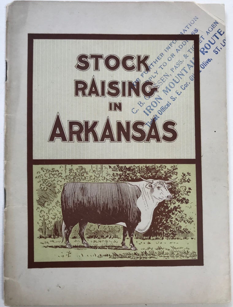 Item #66213 STOCK RAISING IN ARKANSAS. World's Fair Industrial Series -- No. 3. Fifth edition. S. L. Kay.