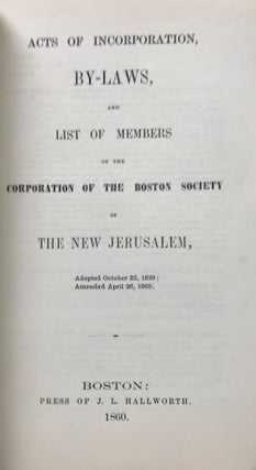 Item #66225 ACTS OF INCORPORATION, BY-LAWS, AND LIST OF MEMBERS OF THE CORPORATION OF THE BOSTON...