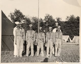 Item #66317 FIVE 12-15 YEAR OLD AFRICAN-AMERICAN BOY SCOUTS, in full uniform (khakis, side caps,...