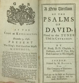 Item #66613 A NEW VERSION OF THE PSALMS OF DAVID, FITTED TO THE TUNES USED IN CHURCHES. Brady,...