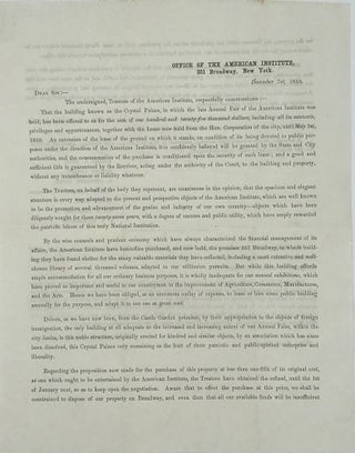 Item #66661 OFFICE OF THE AMERICAN INSTITUTE. 351 Broadway, New York. An appeal, in the form of a...