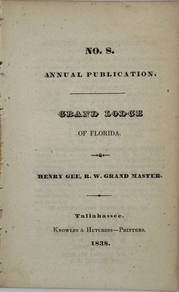 Item #66760 GRAND LODGE OF FLORIDA. Henry Gee, R W. Grand Master.
