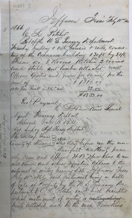 Item #66827 BILL OF SALE OF THE JEFFERSON, TEXAS ORDNANCE MAGAZINE TO C.L. PITCHER, AS RECORDED...