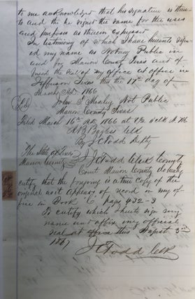 BILL OF SALE OF THE JEFFERSON, TEXAS ORDNANCE MAGAZINE TO C.L. PITCHER, AS RECORDED IN A TRUE COPY OF THE AGREEMENT, FEB'Y 10, 1866