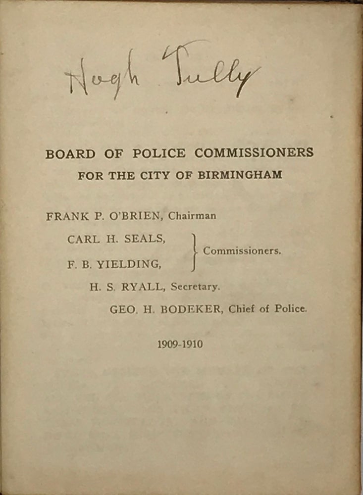 Item #66842 Rules and Regulations for the Board of Police Commissioners and the Police Department of the City of Birmingham, Ala. [interior caption title]