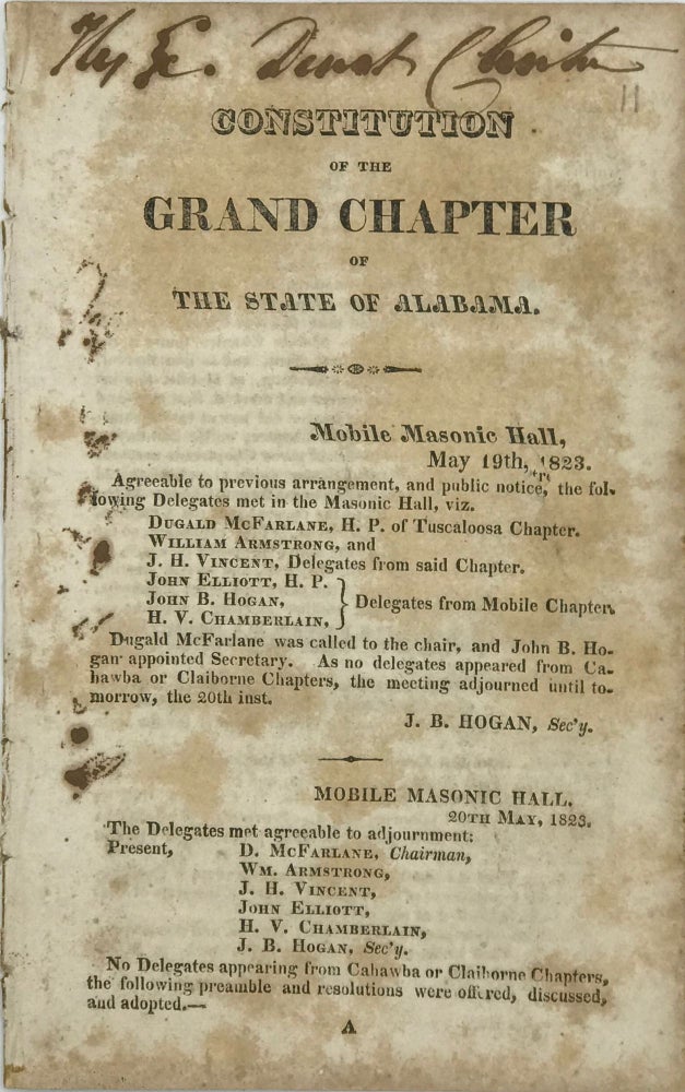 Item #66857 Constitution of the Grand Chapter of the State of Alabama [caption title]