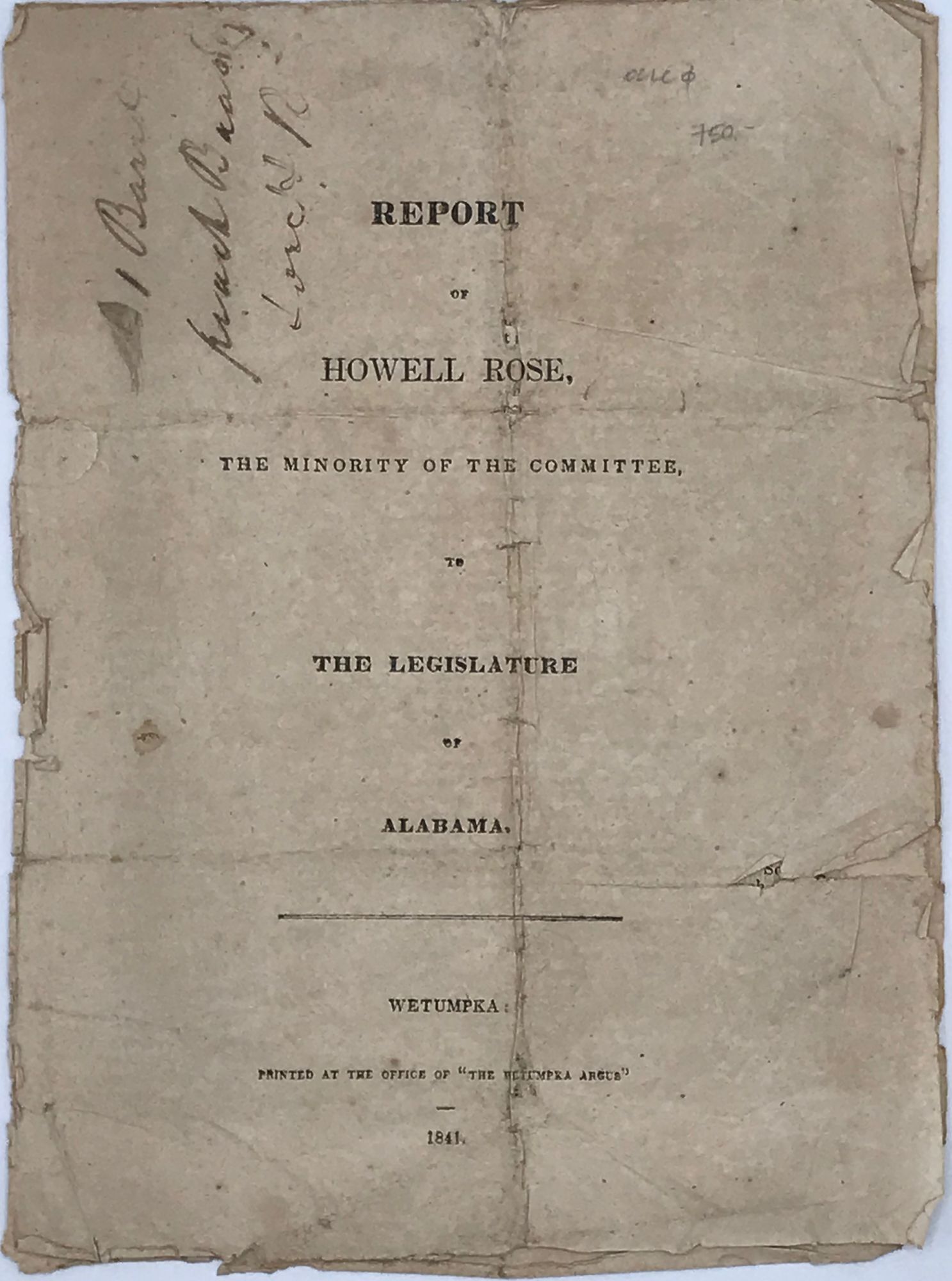Rose Howell Report of Howell Rose, the Minority of the Committee, to the ...