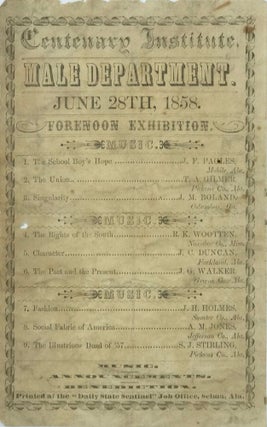 Item #66890 Centenary Institute. / Male Department. / June 28th, 1858. / Forenoon Exhibition. /...