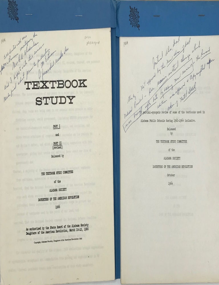 Item #66894 Striving to keep communism out of Alabama textbooks and other books used in schools, as outlined in two reports from the Alabama Chapter of the Daughters of the American Revolution, 1964 and 1966, and two broadsides published by Wally Butterworth of Wetumpka, Alabama, 1965, the four items individually described below