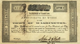 Item #67122 CERTIFICATE OF STOCK IN THE TOWN OF WASHINGTON. [caption title