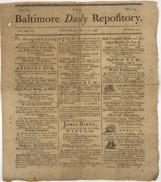 Item #67206 THE BALTIMORE DAILY REPOSITORY [caption title