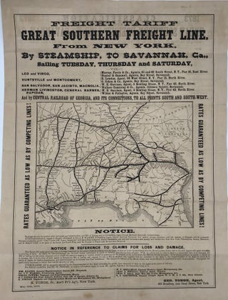 Item #67229 FREIGHT TARIFF, GREAT SOUTHERN FREIGHT LINE, FROM NEW YORK, BY STEAMSHIP TO SAVANNAH...