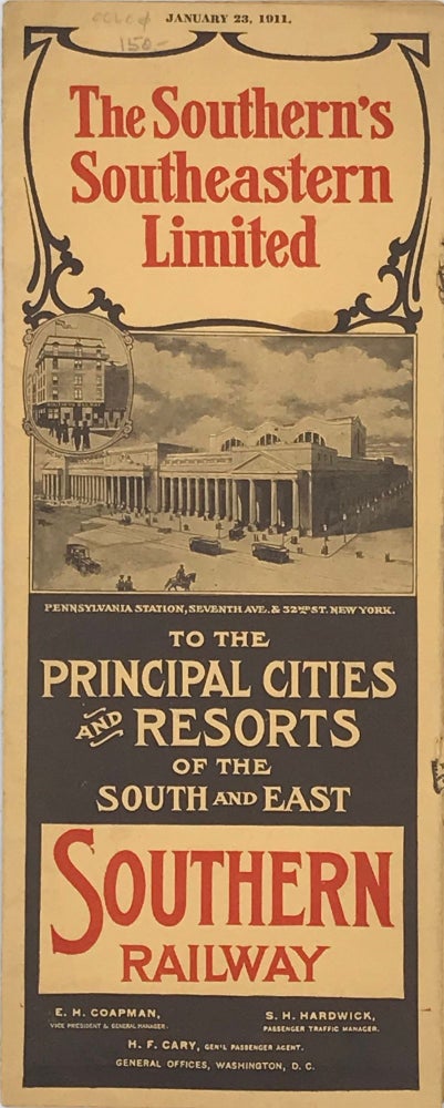 Item #67238 THE SOUTHERN'S SOUTHEASTERN LIMITED TO THE PRINCIPAL CITIES AND RESORTS OF THE SOUTH AND EAST [cover title]