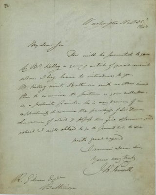 Item #67242 INTRODUCING A YOUNG ARTIST TO HIS FRIEND ROBERT GILMOR, in an autograph letter,...