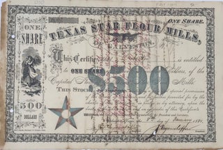 Item #67269 ONE SHARE, TEXAS STAR FLOUR MILLS, OF GALVESTON [caption title]. Stock certificate