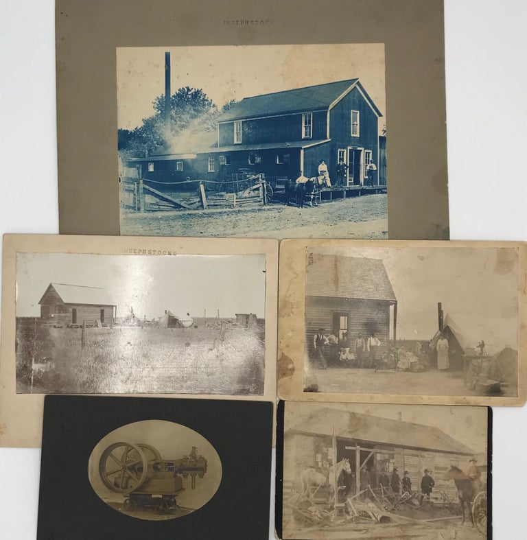Item #67284 FIVE ORIGINAL PHOTOS BELONGING TO JOSEPH STOCKS, MONTANA FARM, LAKE CITY, ILLINOIS, ca. 1890s, THREE SHOWING A HOMESTEAD IN MISSOURI CITY, TEXAS.