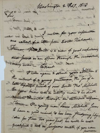 Item #67439 On recommendation of Dr. Richard Fenner, “a man of great respectability,” seeking...