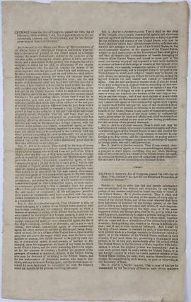 Item #67622 EXTRACT FROM THE ACT OF CONGRESS, Passed the 28th day of February, 1803, entitled,...
