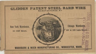 Item #67663 GLIDDEN PATENT STEEL BARB WIRE Manufactured by Washburn & Moen Manufacturing Co.,...