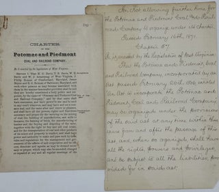 Item #67695 CHARTER OF THE POTOMAC AND PIEDMONT COAL AND RAILROAD COMPANY [caption title