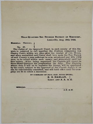 Item #67718 HEAD-QUARTERS 2ND DIVISION DISTRICT OF KENTUCKY. / LOUISVILLE, AUG. 29TH 1864. /...