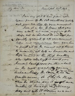 Item #67739 SYMPATHIZING WITH THE PLIGHT OF FIGHTING " A PHILA THIEF," in an 1843 autograph...
