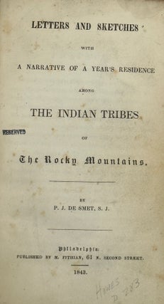 Item #67905 LETTERS AND SKETCHES WITH A NARRATIVE OF A YEAR'S RESIDENCE AMONG THE INDIAN TRIBES...