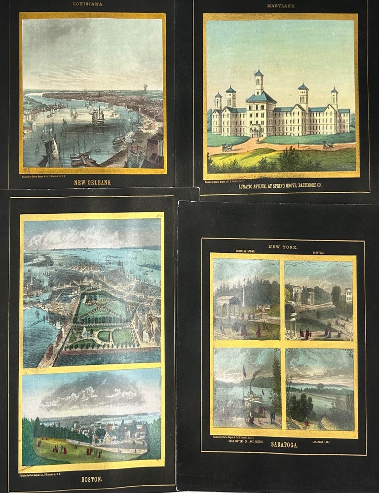 Item #67935 TEN HAND-COLORED LITHOGRAPHIC VIEWS, sweeping panoramas and bird's-eye aspects, of cities and other scenes in the United States and Canada; Images 4 1/2 x 7 1/2 inches, on mounts, 8 1/2 x 11 1/2, as listed below. American Views.