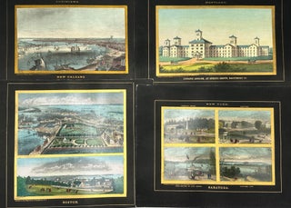 Item #67935 TEN HAND-COLORED LITHOGRAPHIC VIEWS, sweeping panoramas and bird's-eye aspects,...