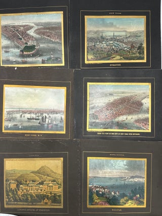 TEN HAND-COLORED LITHOGRAPHIC VIEWS, sweeping panoramas and bird's-eye aspects, of cities and other scenes in the United States and Canada; Images 4 1/2 x 7 1/2 inches, on mounts, 8 1/2 x 11 1/2, as listed below.