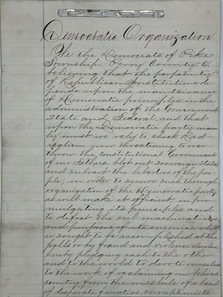 Item #67961 DEMOCRATIC ORGANIZATION [caption title, followed by a constitution for the Democratic...