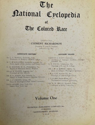 Item #67980 THE NATIONAL CYCLOPEDIA OF THE COLORED RACE. Volume One. (All Published). Clement...
