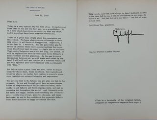Item #67995 Facsimile letter printed on White House stationery, from the President to his one...